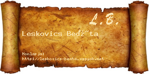 Leskovics Beáta névjegykártya