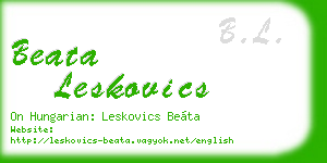 beata leskovics business card