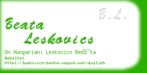beata leskovics business card